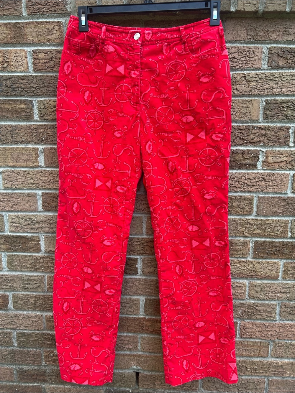 Lilly Pulitzer Bright Red Nautical Print Pants size 8 - Picture 4 of 10